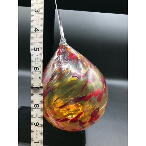 Hand Blown Glass Tear Drop Large Christmas Ornament Outdoor Orb 4.5" Diameter - Picture 7 of 8